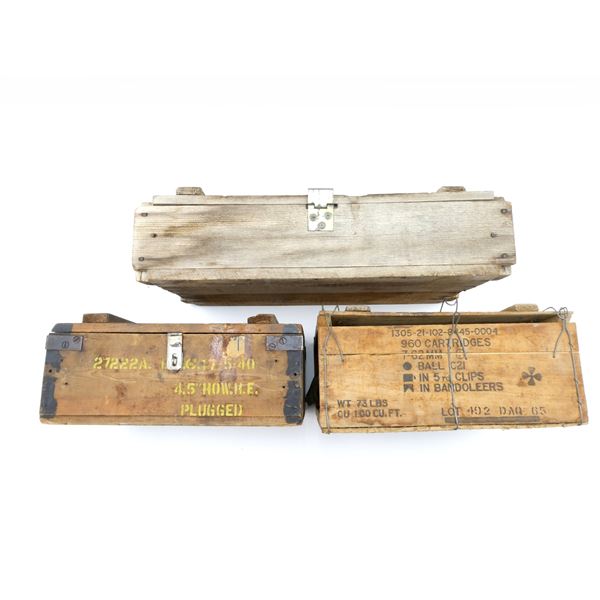 ASSORTED MILITARY WOODEN AMMO CRATE LOT