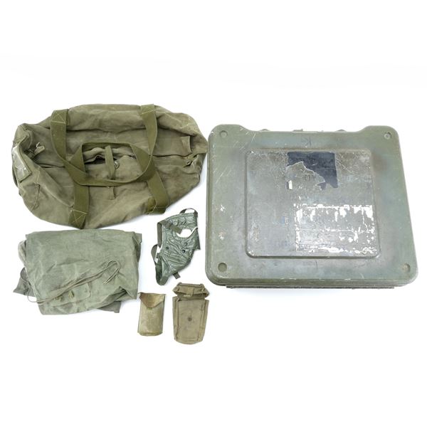 CANADIAN MILITARY LOCKER TRUNK AND ASSORTED MILITARY ACCESSORIES LOT