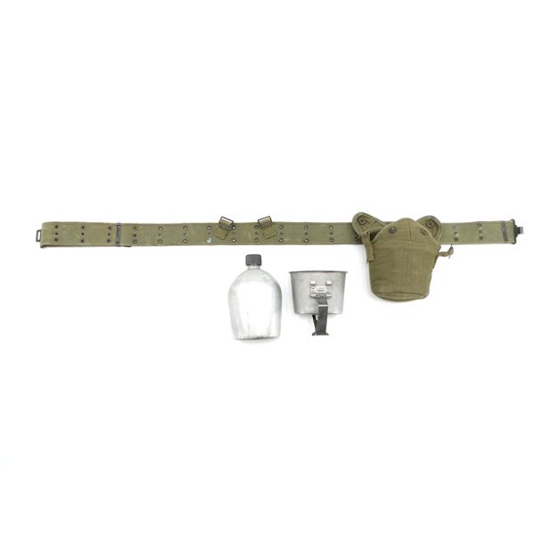 CANADIAN MILITARY WEB BELT WITH CANTEEN LOT