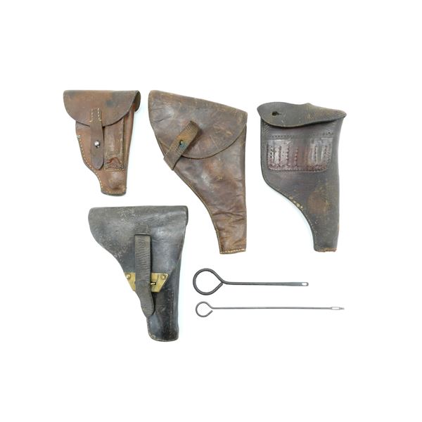 ASSORTED MILITARY STYLE LEATHER HOLSTERS LOT