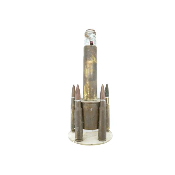 UNKNOWN MILITARY .50 M2 / BRASS SHELL CASING TRENCH ART LAMP