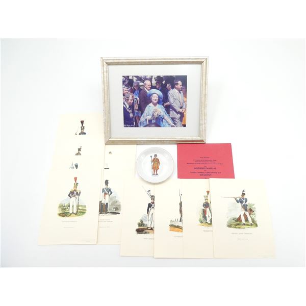 ASSORTED PRINTS, FRAMED PHOTO AND COMMEMORATIVE PLATE LOT