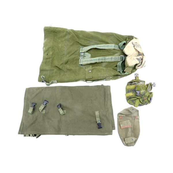 ASSORTED MILITARY DUFFLE BAG, POUCHES, ETC. LOT
