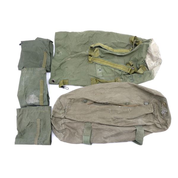 ASSORTED CANADIAN / U.S. MILITARY DUFFLE BAGS, ETC. LOT