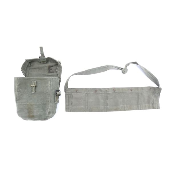 1950'S CANADIAN / BRITISH MILITARY AMMO POUCH AND BANDOLIER LOT