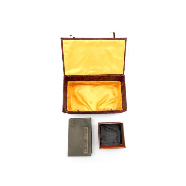 CHINESE WARRIOR MONK'S GILT SCRIPT SUTRA ON JADE ALBUM, ETC. LOT