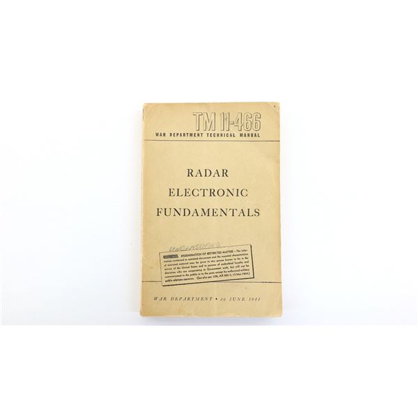 "TM 11-466, RADAR ELECTRONIC FUNDAMENTALS" MANUAL