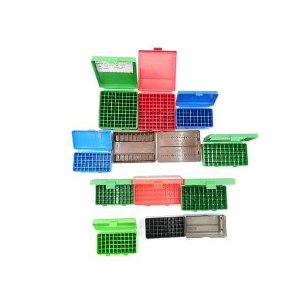 ASSORTED PLASTIC PISTOL AMMO CONTAINERS LOT