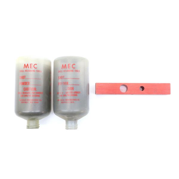ASSORTED MEC SHOT / POWDER BOTTLES AND CHARGE BAR LOT
