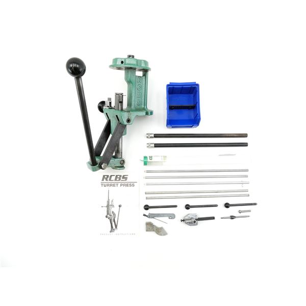 RCBS 6-HOLE TURRET RELOADING PRESS WITH ACCESSORIES LOT