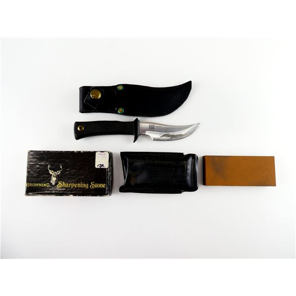 RUKO MUELA PIK-AS KNIFE WITH BROWNING SHARPENING STONE LOT