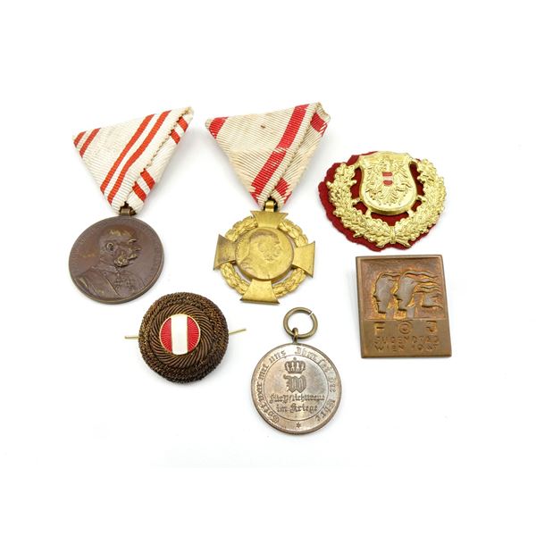 ASSORTED PRE-WWI / POST-WWII GERMAN / AUSTRIAN MILITARY MEDALS, ETC. LOT