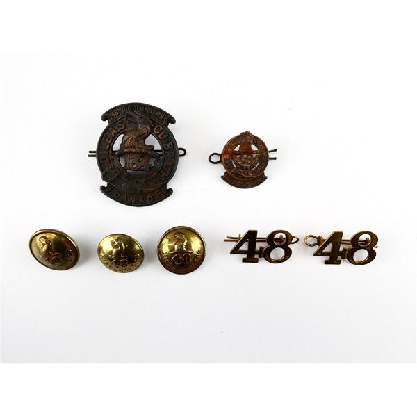 ASSORTED WWI CANADIAN 48TH HIGHLANDERS BUTTONS / BADGES LOT