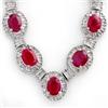 Image 1 : Genuine 39.70 ctw Ruby & Diamond Necklace 14K Gold