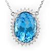 Genuine 19.0 ctw Blue Topaz & Diamond Necklace 14K Gold