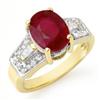 Image 1 : Genuine 5.55 ctw Ruby & Diamond Ring 10K Yellow Gold