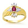 Image 1 : Genuine 0.22 ctw Ruby & Diamond Ring 10K Yellow Gold