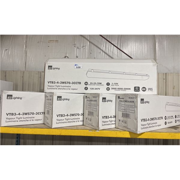 5 CASES OF EE LIGHTING VTB3-4-3WS70-3CCTB VAPOUR TIGHT LUMINAIRE (EOK51) *4 PER CASE*