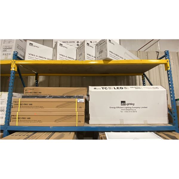 5 CASES OF ATTRAX LAA-REC-TR01MB RECESSED MOUNTED TRACKS & 3 CASES OF TC54LED04120-277B HIGH