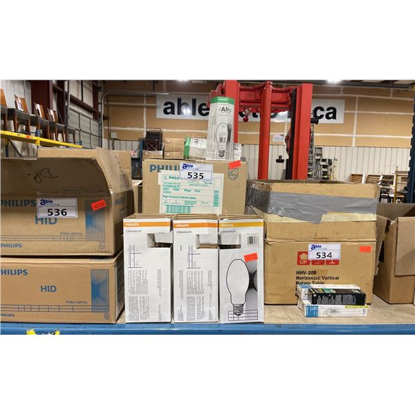 2 BOXES OF PHILLIPS METAL HALIDE LIGHT BULBS & 1000W HALIDE LIGHT BULBS