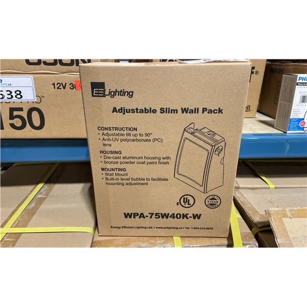 12 CASES OF 4 WPA-75W40K-W ADJUSTABLE SLIM WALL PACK LIGHTS