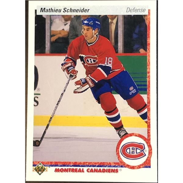 1990-91 UPPER DECK MAT SCHNEIDER ROOKIE CARD