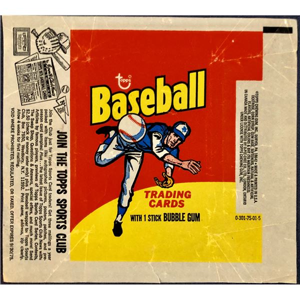 1975 TOPPS BASEBALL WRAPPER
