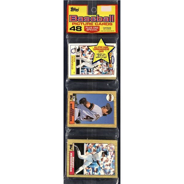 1987 TOPPS BASEBALL CELLO PACK - RICKEY HENDERSON (HOF) SHOWING