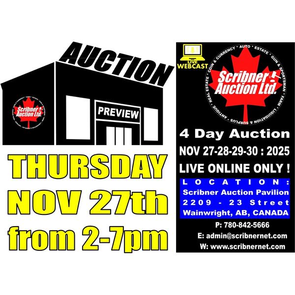 OPEN HOUSE - PREVIEW THURSDAY : NOV 27th from 2-7pm Alberta Canada Time