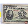 Image 2 : Imperial Bank of Canada $5 Bill 1939 : "D" Series : #E096904 (See Pictures for Varieties, Conditions