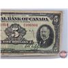Image 3 : Imperial Bank of Canada $5 Bill 1939 : "D" Series : #E096904 (See Pictures for Varieties, Conditions