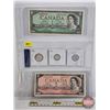 Image 1 : Canada 1954 Collector Combo (5):  - $1 Bill : Bouey/Rasminsky #VF0670839 - $2 Bill : Lawson/Bouey #M