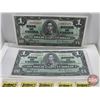Image 1 : Bank of Canada $1 Bills (2 Consecutive) : Coyne/Towers #KN8905913-5914 (See Pictures for Varieties, 