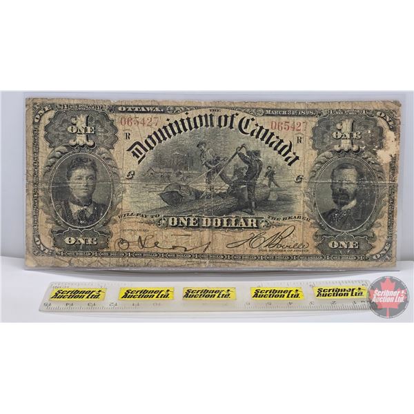 Dominion of Canada $1 Bill 1898 : "R" Series : Boville #065427 (See Pictures for Varieties, Conditio