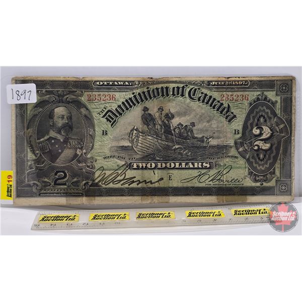 Dominion of Canada $2 Bill 1897 : "B" Series : Boville #235236 (See Pictures for Varieties, Conditio