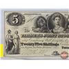 Image 2 : The Farmers Joint Stock Bank 1849 $5 Bill / Twenty Five Shillings #5621 (See Pictures for Varieties,