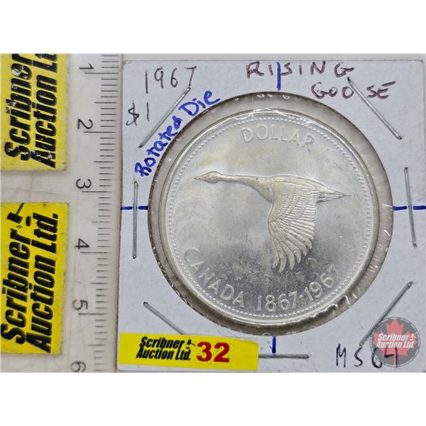 Canada 1967 Centennial One Dollar : Rising Goose : Rotated Die (SEE PICTURES!)  (Listing & Descripti