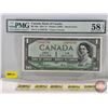 Image 1 : Canada $1 Bill 1954 "Devil's Face" : Coyne/Towers #CA3488780 (PMG Certified : 58 Choice About Unc) (