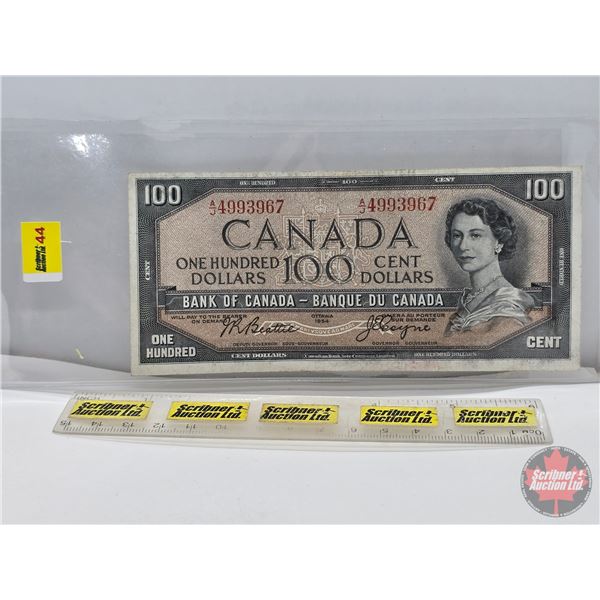 Canada $100 Bill 1954 : Beattie/Coyne #AJ4993967 (See Pictures for Varieties, Conditions, Serial Num