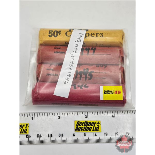 Canada One Cent Rolls (4) : 1943,1944,1945 & 1946 (200 Coins)