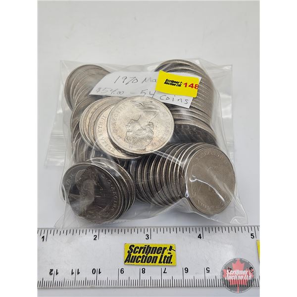 Canada One Dollar 1970 : Manitoba (54 Coins) (Bag)