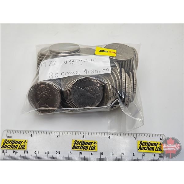 Canada One Dollar 1972 : Voyageur (80 Coins) (Bag)