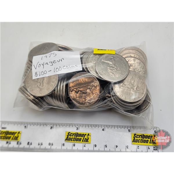 Canada One Dollar 1975 : Voyageur (100 Coins) (Bag)