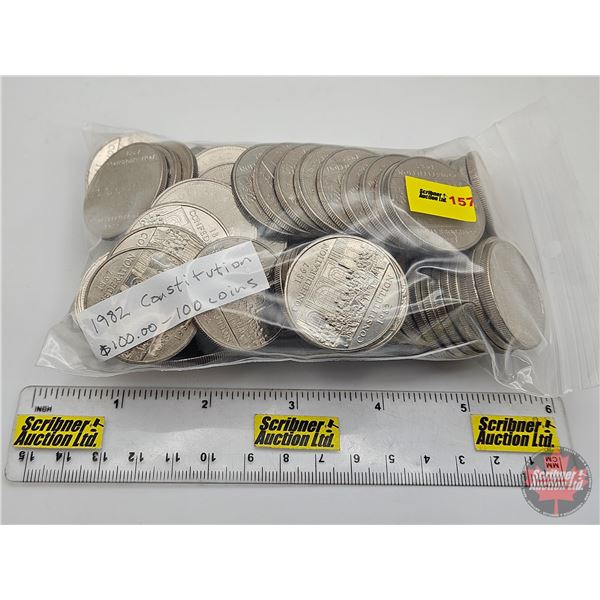 Canada One Dollar 1982 : Constitution (100 Coins) (Bag)