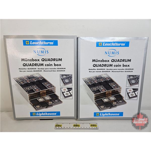 Leuchtturm Lighthouse : Quadrum Coin Boxes (2) (Black Velvet Interior)