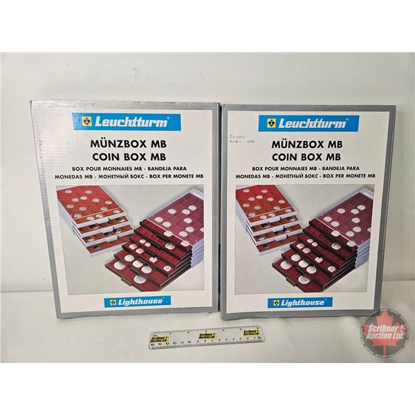 Leuchtturm Lighthouse : Quadrum Coin Boxes (2) (Red Velvet Interior)