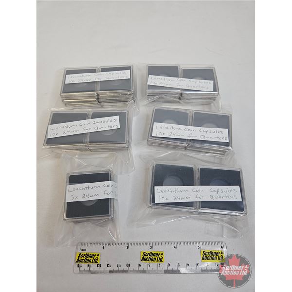 Coin Capsules (55) : 24mm Quarters (EMPTY)