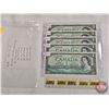 Image 1 : Canada $1 Bills 1954 (5 Sequential) : Beattie/Rasminsky #LZ2453478-79-80-81-82