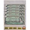 Image 2 : Canada $1 Bills 1954 (5 Sequential) : Beattie/Rasminsky #LZ2453478-79-80-81-82