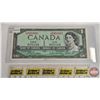 Image 9 : Canada $1 Bills 1954 (5 Sequential) : Beattie/Rasminsky #LZ2453478-79-80-81-82